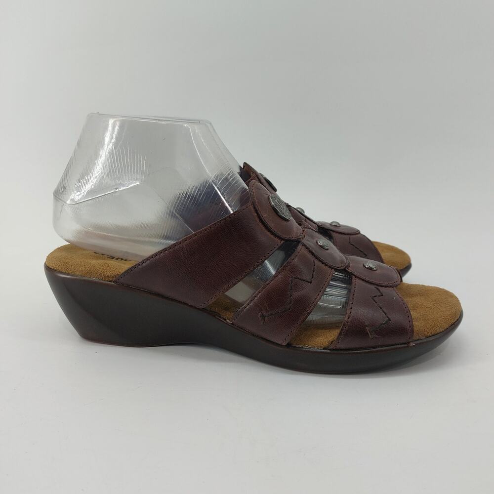 Walking Cradles Brown Leather Sandals Slides 9.5 - Picture 3 of 11